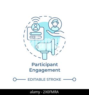 Participant engagement soft blue concept icon Stock Vector