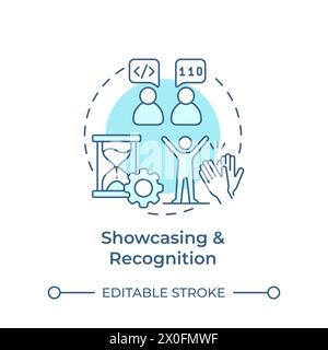Showcasing and recognition soft blue concept icon Stock Vector