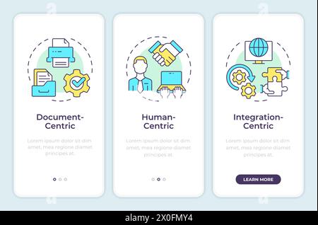BPM types onboarding mobile app screen Stock Vector