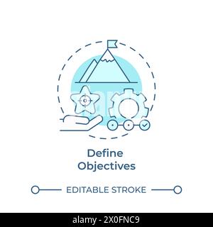 Define objectives soft blue concept icon Stock Vector