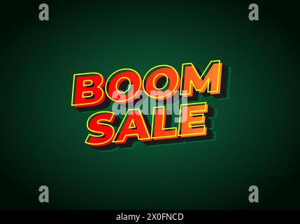 Boom sale. Text effect design in eye catching color with 3D look effect Stock Vector