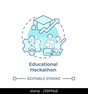 Educational hackathon soft blue concept icon Stock Vector
