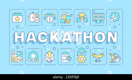 Hackathon blue word concept Stock Vector