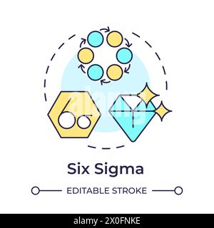 Six sigma methodology multi color concept icon Stock Vector
