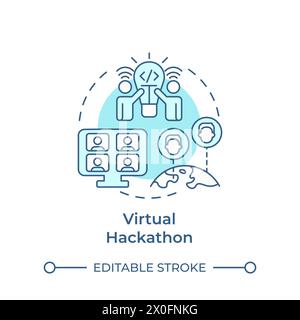 Virtual hackathon soft blue concept icon Stock Vector