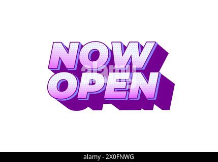 Now open. Text effect design in 3d look with eye catching colors Stock Vector