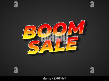 Boom sale. Text effect design in eye catching color with 3D look effect Stock Vector