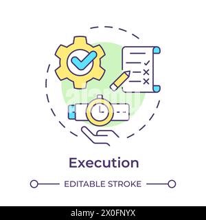 Business management execution multi color concept icon Stock Vector