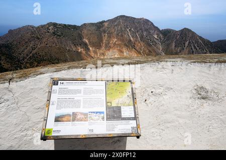 Nisyros, Greece - May 10, 2023: Panoramic view point of the volcano on Nisyros island. Greece Stock Photo