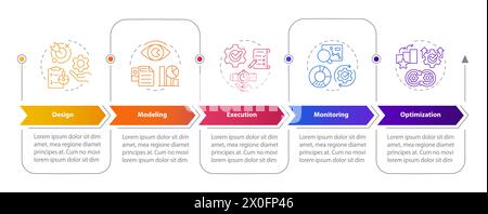 BPM processes rectangle infographic template Stock Vector