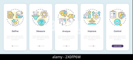 Six sigma methodology onboarding mobile app screen Stock Vector