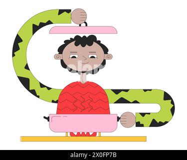 Cooking on stove kitchen 2D linear illustration concept Stock Vector