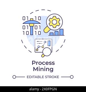 Process mining multi color concept icon Stock Vector