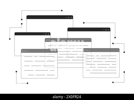 Programming webpages black and white 2D line cartoon object Stock Vector
