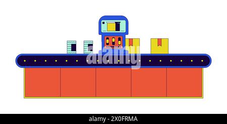 Production assembly line 2D linear cartoon object Stock Vector