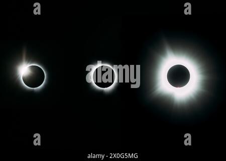 Ring of fire phases of total solar eclipse in April Stock Photo