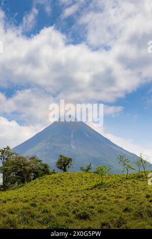 Landscpae with Arenal volcano near small city La Fortuna in Costa Rica Central America Stock Photo