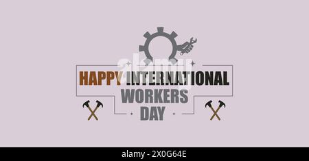 Happy May Day Vibrant Illustration Design for Workers Stock Vector