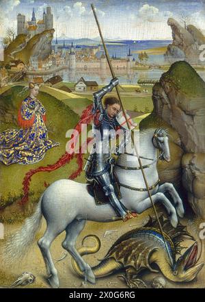 Rogier van der Weyden, Saint George and the Dragon, Netherlandish, 1399/1400 - 1464, c. 1432/1435, oil on panel, Ailsa Mellon Bruce Fund Stock Photo