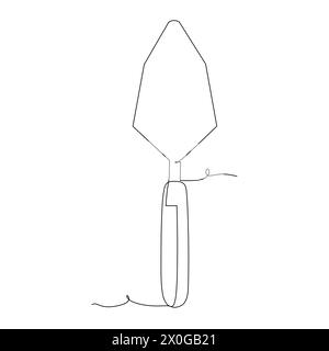 Simple drawing of trowel Illustration design of tools for Industrial concept vector. single line continuous drawing. Stock Vector