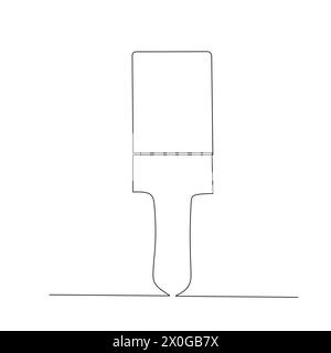 Simple drawing of paint brush Illustration. Design of tools for Industrial concept vector. single line continuous drawing. Stock Vector