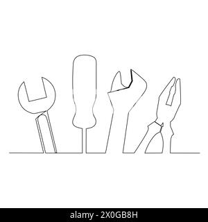 Set of tools. Flat head and Phillips screw driver. Simple hand drawn style vector design element. Illustration for industrial and construction Stock Vector