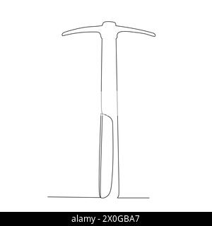 pick axe illustration for Industrial concept vector design. single line continuous drawing. Stock Vector
