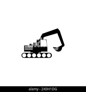 Excavator. Loader Tractor. Crawler Excavator. Crawling Digger flat vector icon. Simple solid symbol isolated on white background Stock Vector