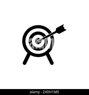 Target with Arrow in Bullseye flat vector icon. Simple solid symbol isolated on white background Stock Vector
