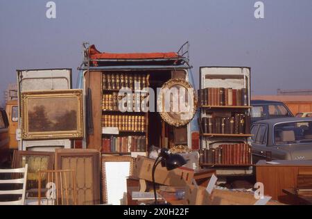 A flea market in Berlin on Potsdamer Platz. Stock Photo