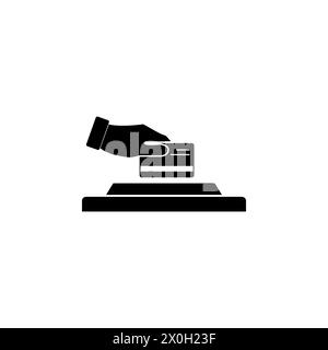 Payment terminal. Pos Machine with Credit Card flat vector icon. Simple solid symbol isolated on white background Stock Vector