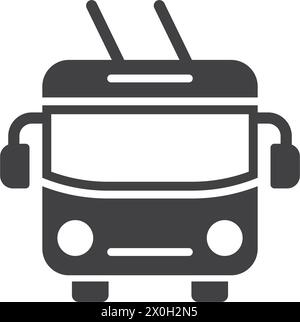 Trolleybus icon in flat style. Electric bus vector illustration on isolated background. Transport sign business concept. Stock Vector