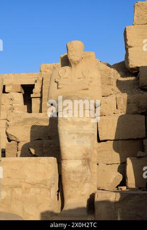 Statues of Ramesses III, Karnak Temple of Pharaoh Senusret 1, Luxor, Egypt Stock Photo