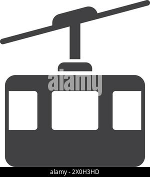 Ski cable car in flat style. Funicular vector illustration on isolated background. Gondola sign business concept. Stock Vector