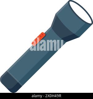 Flashlight icon in flat style. Electric lamp vector illustration on isolated background. Pocket lantern sign business concept. Stock Vector
