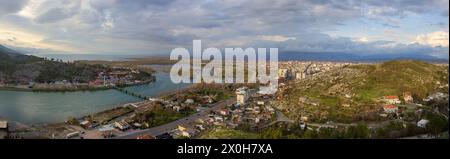 Panoramic view of the Skadar (Shkodër) town near Skadar Lake, north Albania Stock Photo