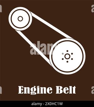 engine belt, gear, isolated icon on white background, auto service, repair, car detail Stock Vector
