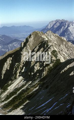 Panoramic view from the Reither Spitze. View of the Seefelder Spitze. [automated translation] Stock Photo