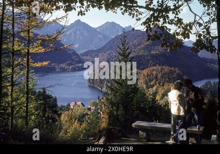 View of the Alpsee on the descent from Tegelberg. [automated translation] Stock Photo