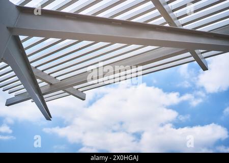 a metal canopy on the beach Stock Photo