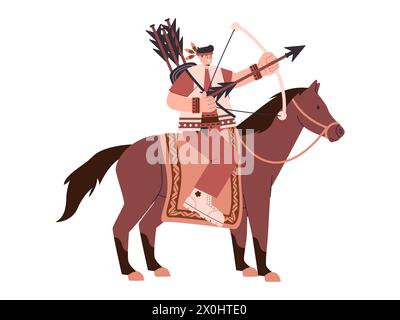 Native American Indian with Bow and Arrow Coloring Stock Vector Image ...