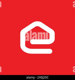 Minimal Letter E Home Logo Design Stock Vector