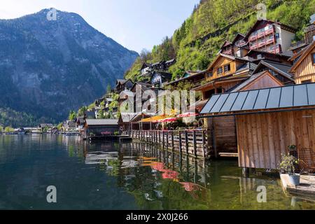 Hallstatt, Upper Austria, Austria. 12th Apr, 2024. Famous Austrian City of Hallstatt during the spring time. Hallstatt is a village on Lake Hallstatt's western shore in Austria's mountainous Salzkammergut region. Its 16th-century Alpine houses and alleyways are home to cafes and shops. The city is especially popular with Chinese tourists; so popular in fact, that China built a replica of the city, which opened in 2012. (Credit Image: © Andreas Stroh/ZUMA Press Wire/Alamy Live News) EDITORIAL USAGE ONLY! Not for Commercial USAGE! Stock Photo