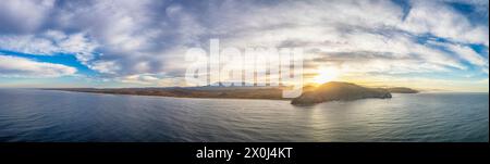 The sunrise over Punta lobos baja california sur pacific ocean beach aerial panorama landscape view Stock Photo