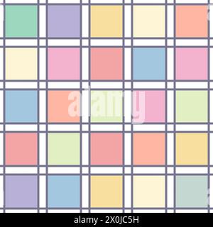 Seamless Colored checkerboard pattern. Pastel colors vector pattern with dry brush texture suitable for fashion, wallpapers. Unusual print with multic Stock Vector