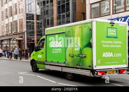 London, England, UK - 27 June 2023: Van delivering orders for Asda supermarket on a street in central London Stock Photo