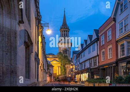 Turl Street and the former Anglican church All Saints Church at dusk, Oxford, Oxfordshire, England, United Kingdom, Europe Stock Photo