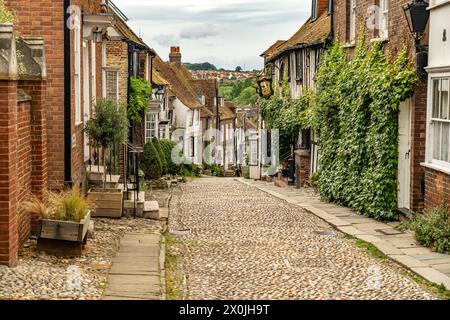 Mermaid Street with cobblestones in the old town of Rye, East Sussex, England, United Kingdom, Europe Stock Photo