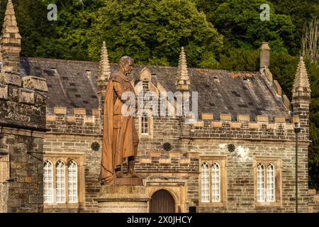 Statue of Francis, Duke of Bedford in front of the Town Hall - Town Hall in Tavistock, Devon, England, Great Britain, Europe Stock Photo