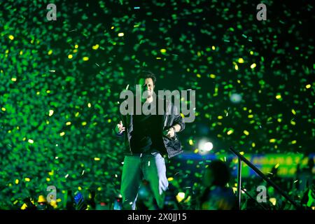 Kathmandu, Nepal. 12th Apr, 2024. Pakistani singer and songwriter Atif Aslam performs on stage in front of thousands of fans during a concert at the Hyatt Regency ground in Kathmandu, Nepal on Friday, April 12, 2024. Photo/Skanda Gautam (Credit Image: © Skanda Gautam/ZUMA Press Wire) EDITORIAL USAGE ONLY! Not for Commercial USAGE! Credit: ZUMA Press, Inc./Alamy Live News Stock Photo